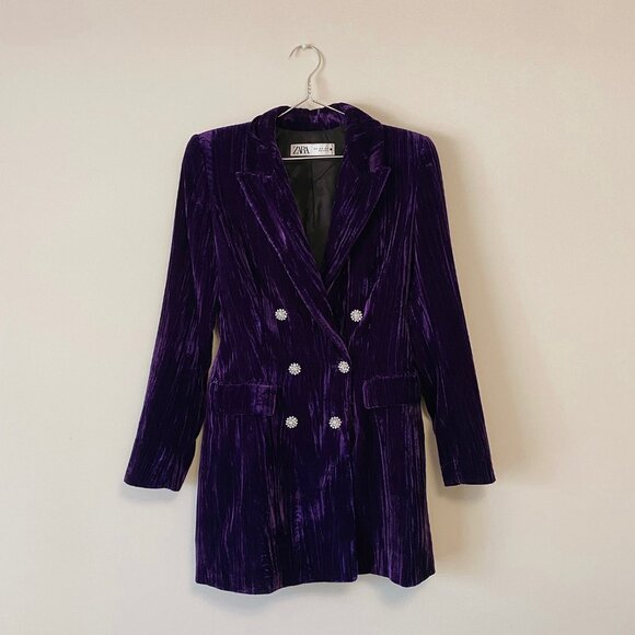 SOLD on Somewear.ca | Zara Crushed Velvet Blazer Dress (S) - Picture 2 of 8